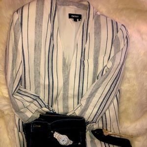 DKNY Blue& withe strips linen jacket